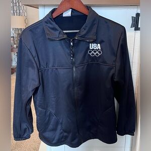 Vintage Team USA Olympic Committee Jacket Black Zip Up Made in USA Size M. 1624